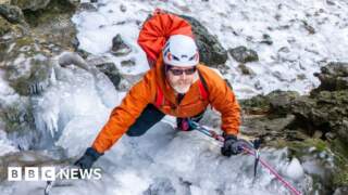 Climbers scale frozen Yorkshire Dales waterfall during ‘rare’ conditions