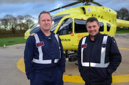 Yorkshire’s Air Ambulance pilots celebrate landmark career milestones at Wakefield base