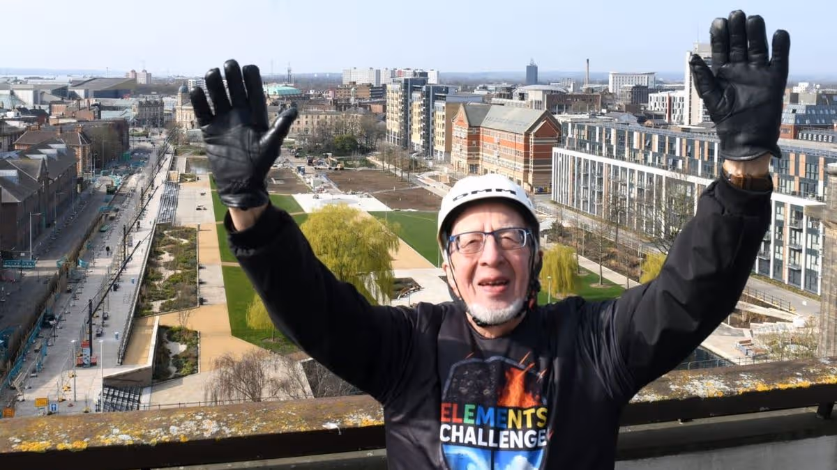 Thrill-seeking grandad completes fundraising Hull city centre descent