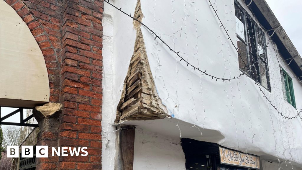 Medieval row of shops damaged by lorry