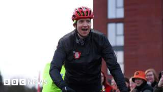 Greg James greeted by Long Boi fans in York