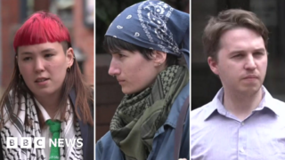 War protesters filmed attacking factory, jury told