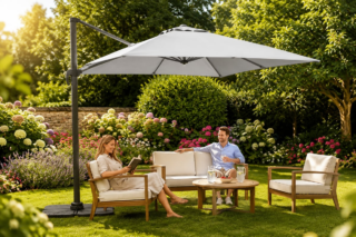 Large rotating garden parasol with base drops to £109 in fast-selling deal (aff)