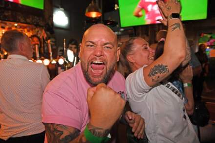 Emotional photographs as England fans in Leeds celebrate World Cup victory over Panama