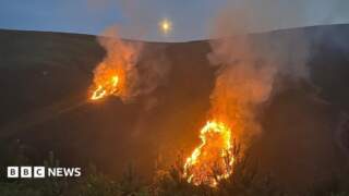 Crews remain at scene of fire on Marsden Moor