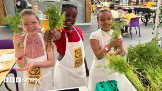 Pupils sell school grown fruit and veg at Leeds market