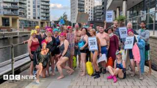 Protest over closure of open water swimming spot at Leeds Dock