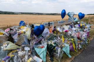 Floral tributes line side of road after horror crash in Rotherham that claimed lives of three young men