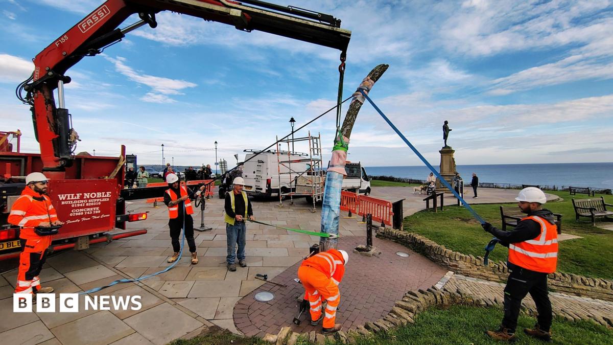 Whitby Whale Bone Arch removed ahead of bronze replacement